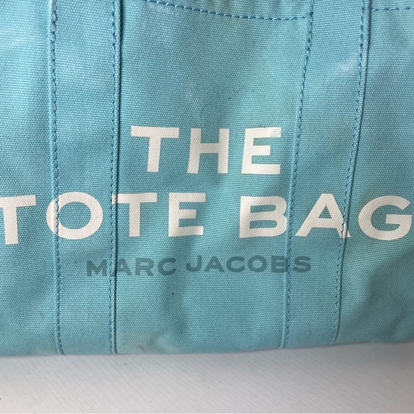 Marc Jacobs “The Tote Bag” Small Canvas Tote Blue Crossbody Bag Adjustable Strap - Picture 5 of 16